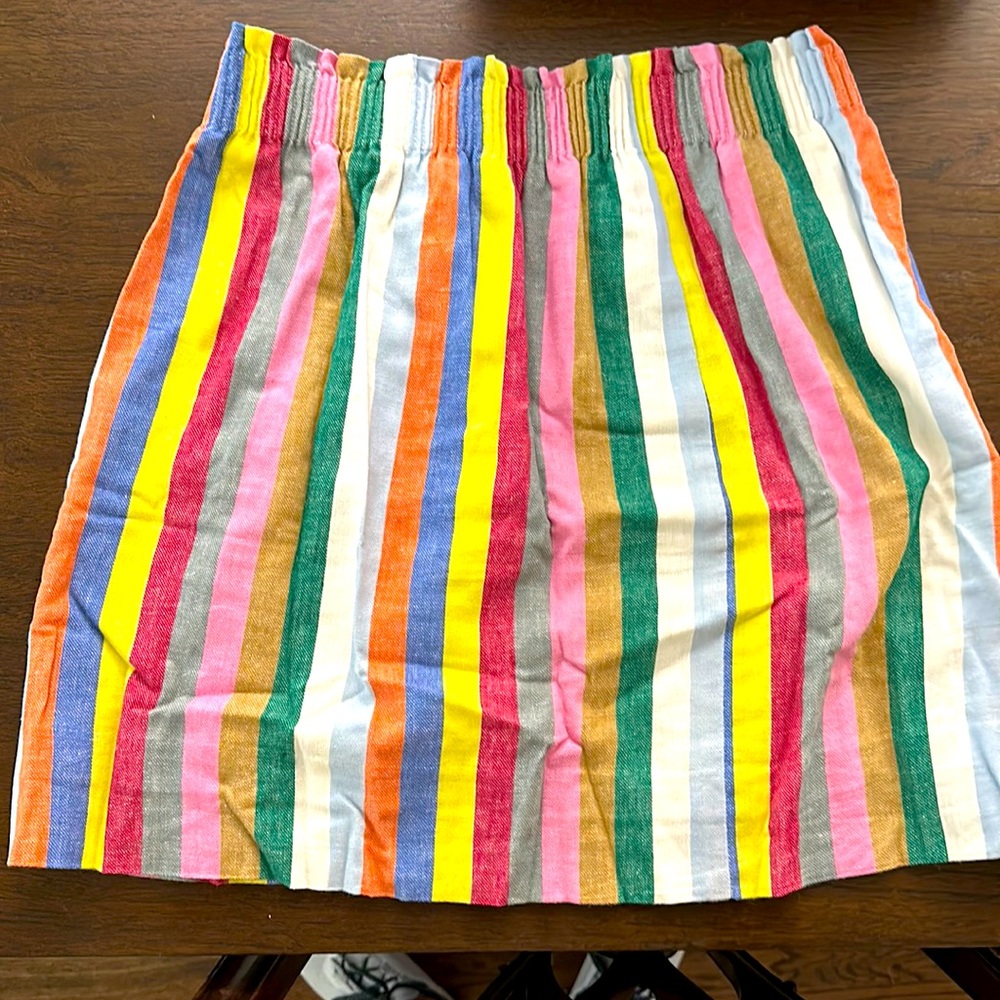 J Crew Linen Rainbow Stipe Mini Skirt SIZE 4 EUC